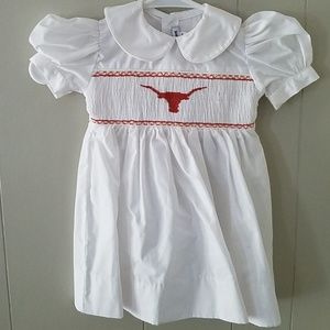 UT Longhorn smocked 12 mth dress-read- description
